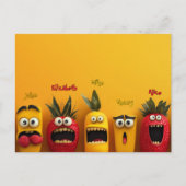 Grappige fruitgezichten briefkaart (Voorkant)