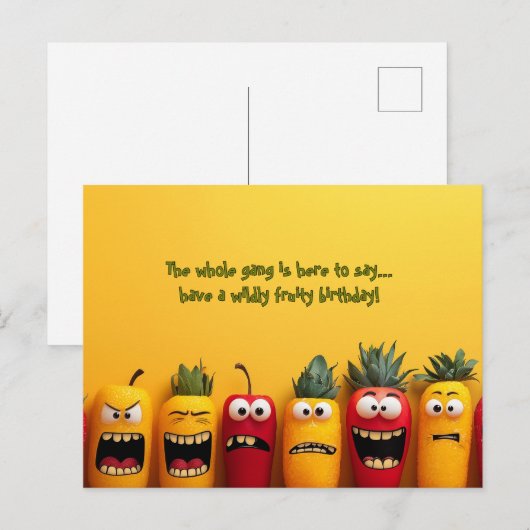 Grappige Fruitgezichten Verjaardag Briefkaart (Voorkant / Achterkant)