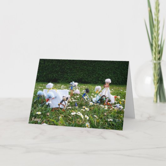 Grappige Fubby poppetjes die kamperen. Bedankkaart (Voorkant)