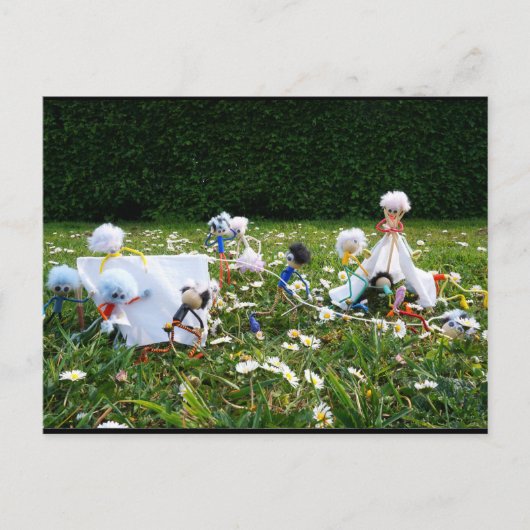 Grappige Fubby poppetjes die kamperen. Briefkaart (Voorkant)