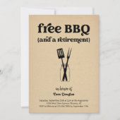 Grappige Fun Gratis BBQ & een Pensioenfeest Uitnod Kaart (Voorkant)