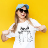 Grappige Fun Grinning Gang Hond Kat Parrot Karakte T-shirt