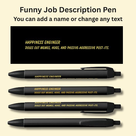 Grappige functietitel - Happiness Engineer Zwarte Inkt Pen