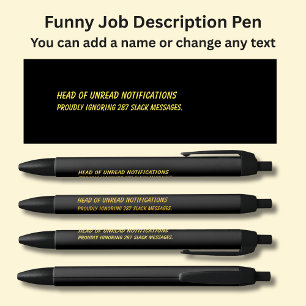 Grappige functietitel - Hoofd van ongelezen meldin Zwarte Inkt Pen