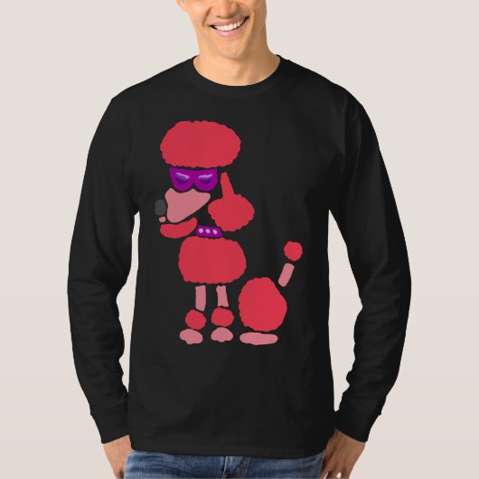 Grappige Funky Cool Pink Poodle Dog Art T-shirt (Voorkant)