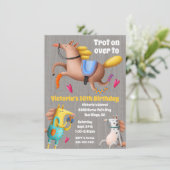 Grappige Funky Horse verjaardagsfeestje uitnodigin Kaart (Staand voorkant)