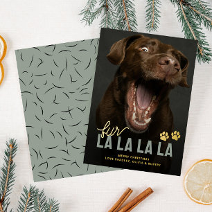 Grappige Fur La La La Kerstkaart voor huisdieren Folie Feestdagenkaart