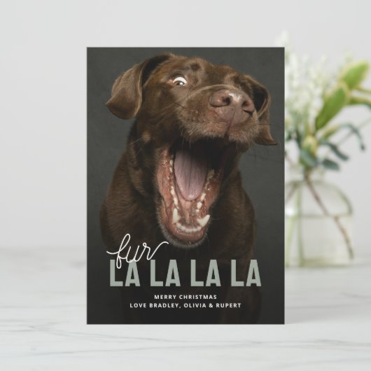 Grappige Fur La La Pet Vakantie Kerst Kaarten (Staand voorkant)