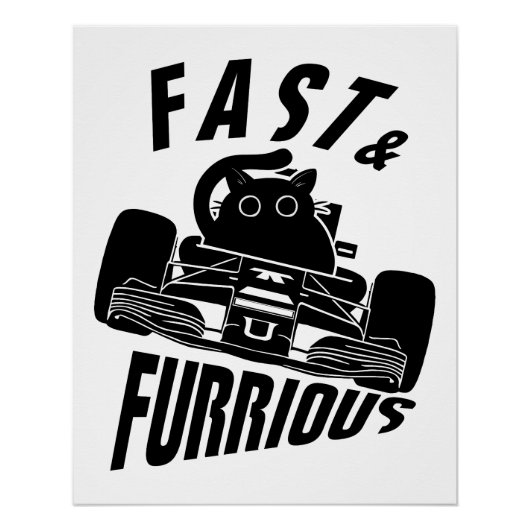 Grappige FURRurious auto rijdende kat Perfect Poster (Voorkant)