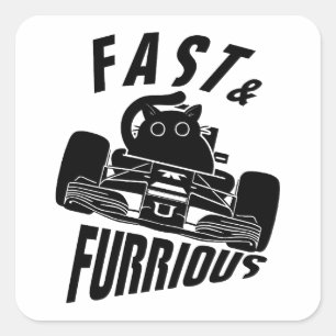 Grappige FURRurious auto rijdende kat Vierkante Sticker