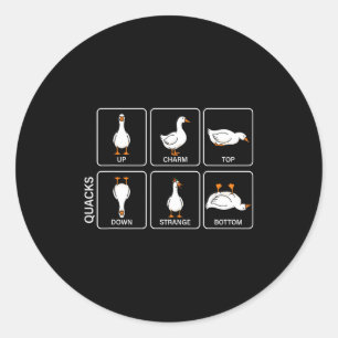 Grappige fysica woordspeling eend kwakt meme schat ronde sticker