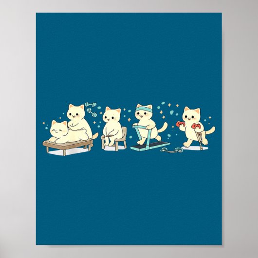 Grappige Fysiotherapie Kitten Fitheid Welzijn Poster (Voorkant)