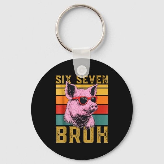 Grappige G 67 6 7 Zes Zeven Meme Dier Retro Design Sleutelhanger (Voorkant)