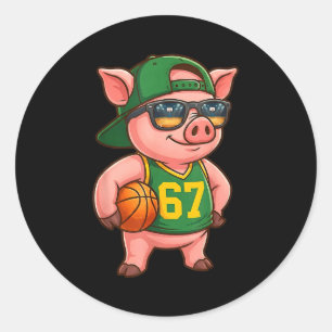 Grappige G Basketbal 67 Gen Alpha Slang Srts Manne Ronde Sticker