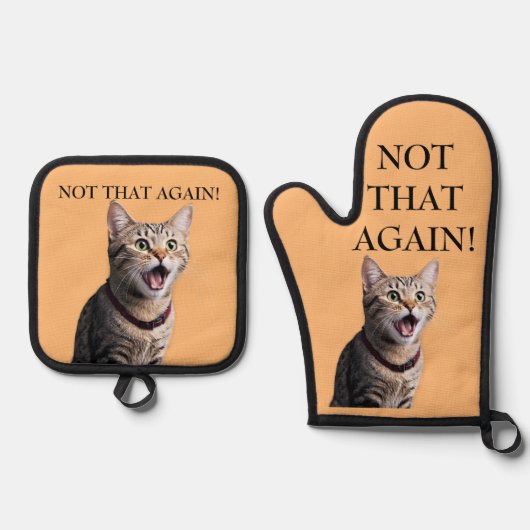 Grappige Gag Gift Personaliseer kattenfoto Bewerk  Ovenwant & Pannenlap Set (Voorkant)
