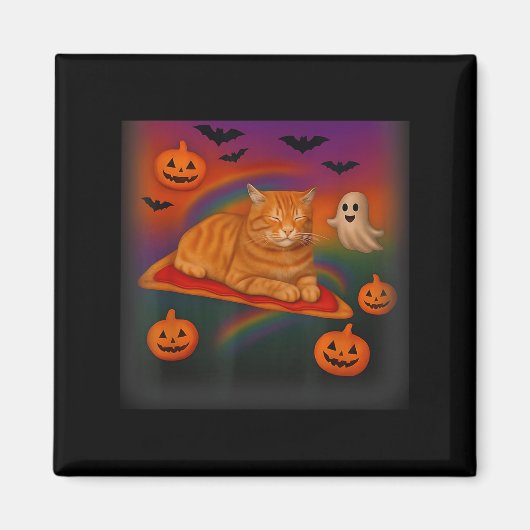 Grappige Galaxy Cat in de ruimte Cat Riding Pizza Magneet (Voorkant)