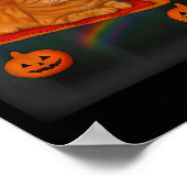 Grappige Galaxy Cat in de ruimte Cat Riding Pizza  Poster (Hoek)