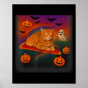Grappige Galaxy Cat in de ruimte Cat Riding Pizza  Poster