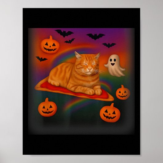 Grappige Galaxy Cat in de ruimte Cat Riding Pizza  Poster (Voorkant)