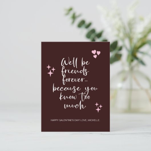 Grappige Galentine's Day vriendschap Briefkaart (Staand voorkant)