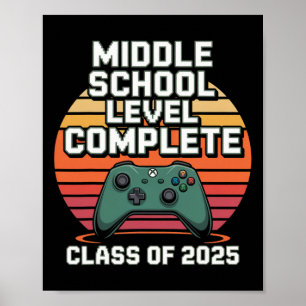 Grappige Gamer Afstudeerklas Van 2025 Retro Stijl Poster