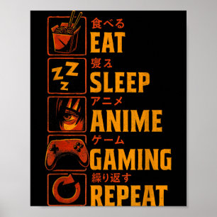 Grappige gamer anime grafische tee heren jongens t poster