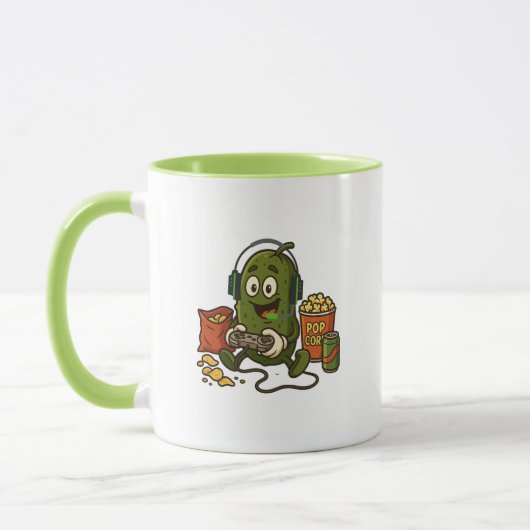 Grappige gamer augurk snackliefhebber cartoon vide mok (Links)
