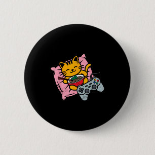 Grappige Gamer Cat Ramen Kawaii Gaming Japanse Vro Ronde Button 5,7 Cm