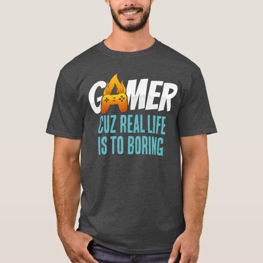 Grappige Gamer Definitie Controller Vlammen Gaming T-shirt (Voorkant)