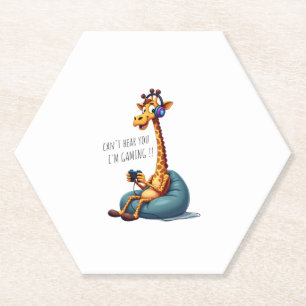 Grappige Gamer Giraffe Gaming voor Jongens Mannen Kartonnen Onderzetters