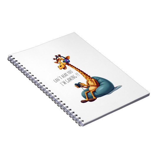 Grappige Gamer Giraffe Gaming voor Jongens Mannen Notitieboek (Rechterzijde)