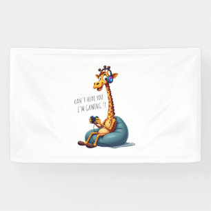 Grappige Gamer Giraffe Gaming voor Jongens Mannen  Spandoek