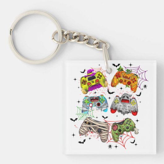 Grappige Gamer Halloween Acryl Sleutelhanger (voorkant)