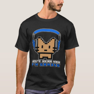 Grappige Gamer Headset Pixel Cat kan je niet horen T-shirt