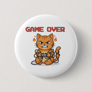 Grappige gamer kat Game Over knop Ronde Button 5,7 Cm