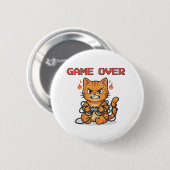 Grappige gamer kat Game Over knop Ronde Button 5,7 Cm (Voorkant /achterkant)