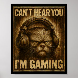 Grappige Gamer Kat Mannen Vrouwen Jongens Kunnen J Poster