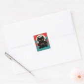 Grappige gamer kat retro controller hoofdtelefoon vierkante sticker (Envelop)
