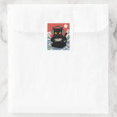 Grappige gamer kat retro controller hoofdtelefoon vierkante sticker (Tas)