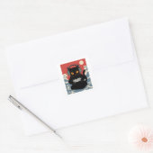 Grappige gamer kat retro controller hoofdtelefoon vierkante sticker (Envelop)