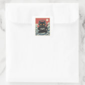 Grappige Gamer Kat Retro Controller Koptelefoon Na Vierkante Sticker (Tas)