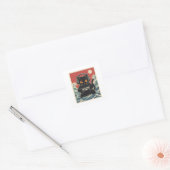 Grappige Gamer Kat Retro Controller Koptelefoon Na Vierkante Sticker (Envelop)