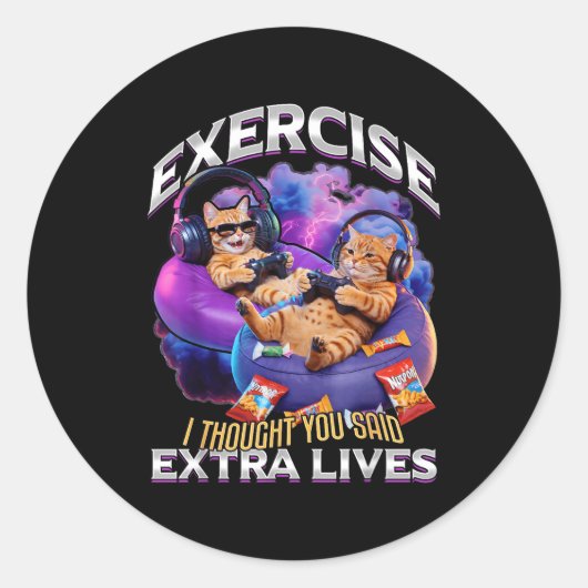 Grappige Gamer Kat Ronde Sticker (Voorkant)