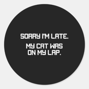 Grappige gamer kattenliefhebber Sorry dat ik laat Ronde Sticker