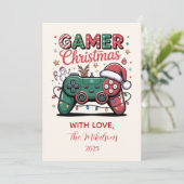Grappige gamer kerst feestdagenkaart (Staand voorkant)