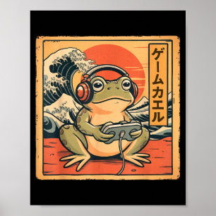 Grappige gamer kikker grafische tee gaming mannen  poster
