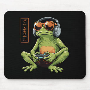 Grappige gamer kikker kunst Japanse vintage jongen Muismat