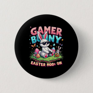 Grappige Gamer Konijn Paas Mod Op Grappig Gaming C Ronde Button 5,7 Cm