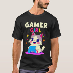 Grappige Gamer Meisje Kat Kitten Videospel Gaming T-shirt