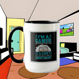 Grappige gamer Monogram Word Art toevoegen Mok